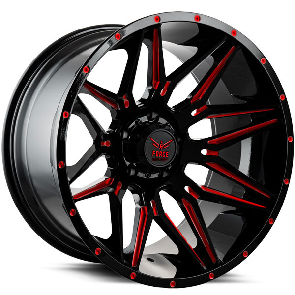 Force Off-Road F34 Gloss Black with Red Milled Spokes