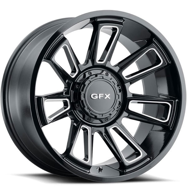 G-FX TR21 Gloss Black with Milled Spokes 8 Lug