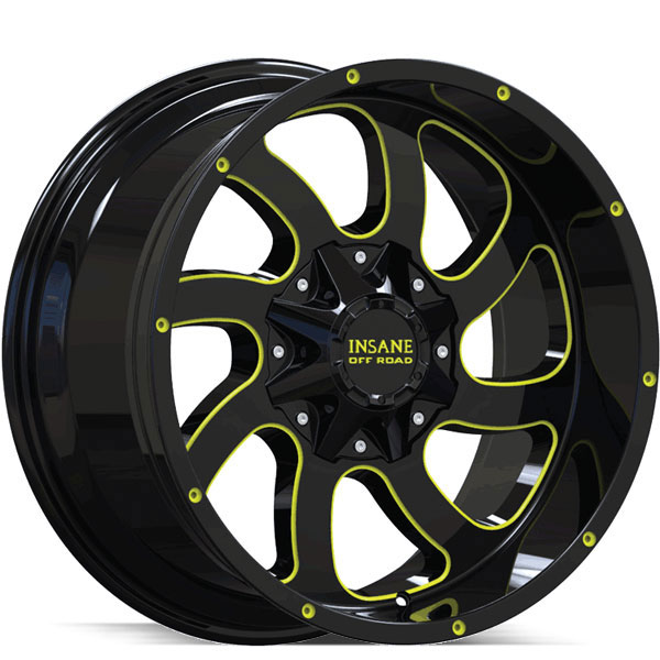 Insane Off-Road IO-05 Gloss Black with Yellow Milled Spokes