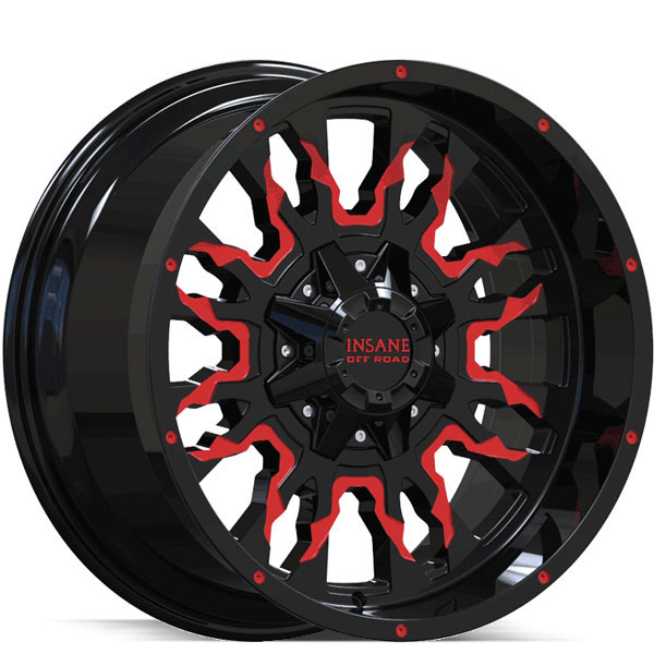 Insane Off-Road IO-14 Gloss Black with Red Milled Spokes