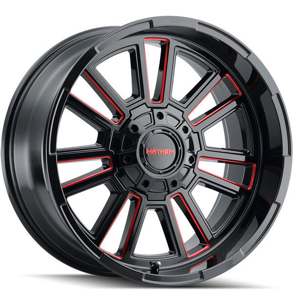 Mayhem 8115 Apollo Gloss Black with Prism Red Milled Spokes