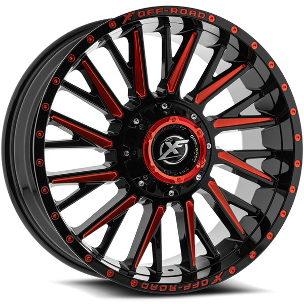 XF Off-Road XF-226 Gloss Black with Red Milled Spokes