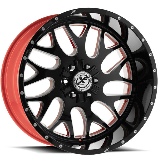XF Off-Road XFX-301 Gloss Black with Milled Spokes and Red Inner